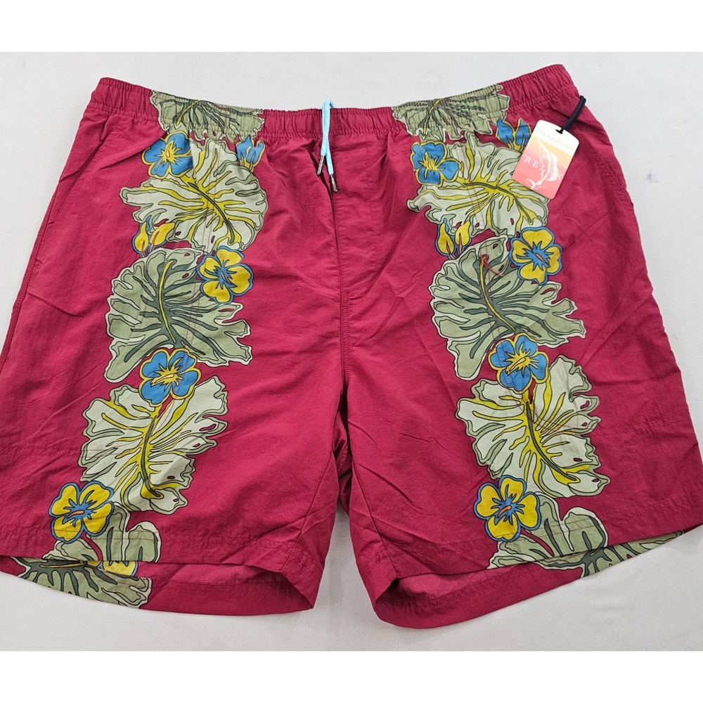 Tommy Bahama Relax Swim Trunks Mens 2XL Red Blue Floral Pockets Mesh Lining NEW